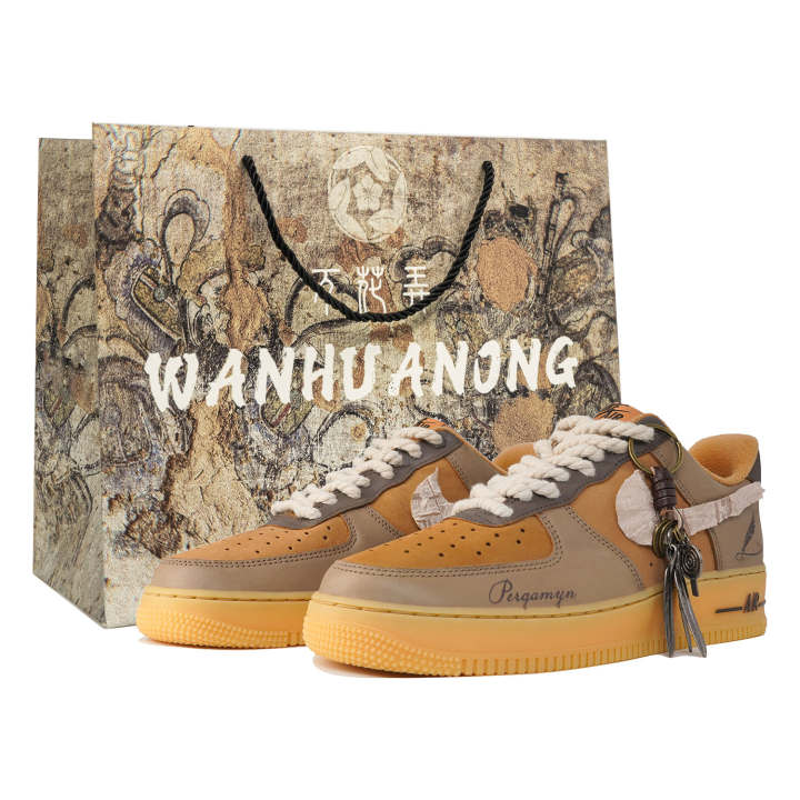 Nike Nike Air Force 1 Slip Resistant Low top Skateboard Shoes Unisex Wheat
