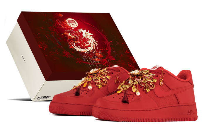 Nike Nike Air Force 1 Slip Resistant Abrasion Resistant Low top Skateboard Shoes Unisex Red