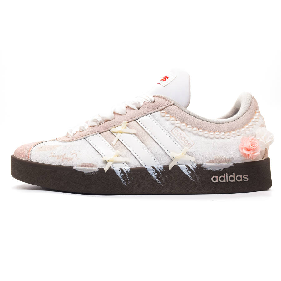 Adidas Adidas VL COURT 2.0 Sun Island Craft, Flower's Love Wear resistant And Lightweight Low top Skateboard Shoes Unisex Pink