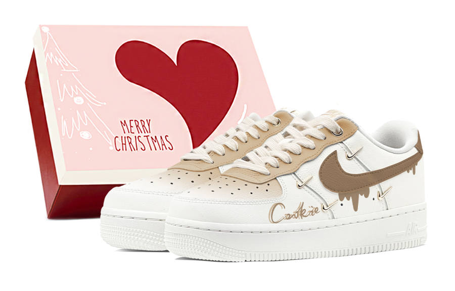Nike Nike Air Force 1 Slip Resistant Abrasion Resistant Low top Skateboard Shoes Women's Beige Brown