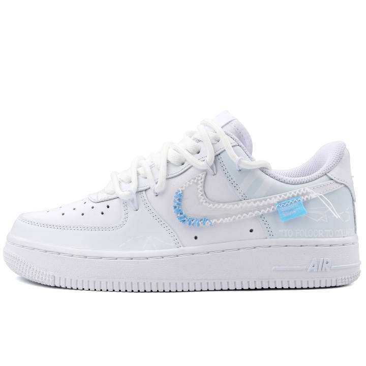 Nike Nike Air Force 1 Wings Of The Wind Abrasion Resistant Low top Skateboard Shoes Unisex Blue White