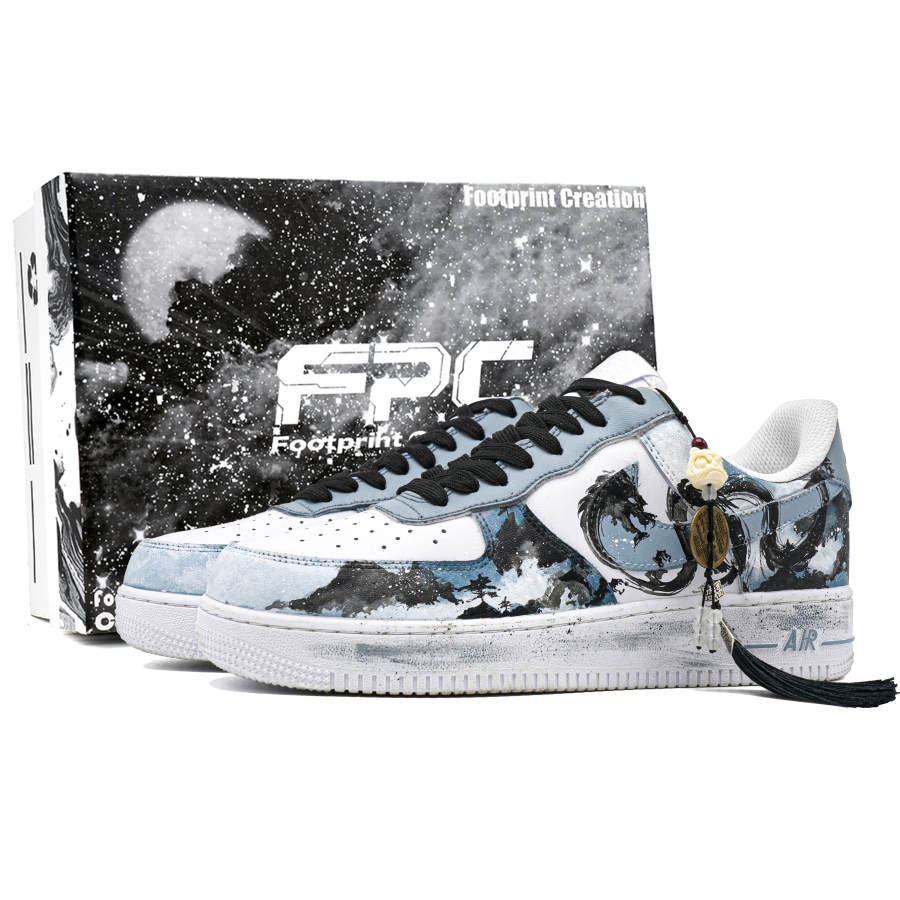 Nike Nike Air Force 1 Dragon Shadow, Footprint Creation Abrasion Resistant Low top Skateboard Shoes Unisex Gray