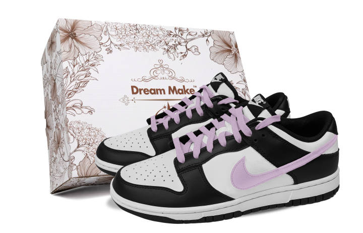 Nike Nike Dunk Lilac, White Box Slip Resistant Abrasion Resistant Low top Skateboard Shoes Unisex Black White Purple