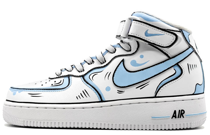 Nike Nike Air Force 1 Mid top Skateboard Shoes Men's Blue Gray