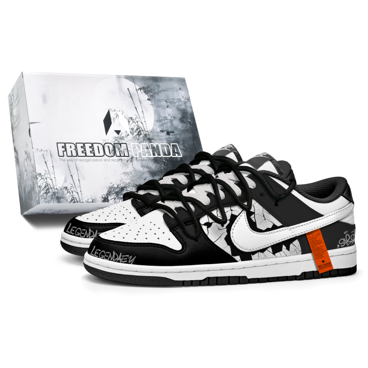 Nike Nike Dunk Crackle Five Lines Slip Resistant Abrasion Resistant Low top Skateboard Shoes Unisex Black White