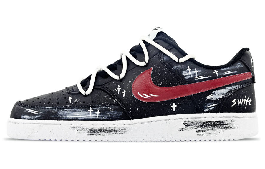 Nike Nike Court Vision Cushioning Abrasion Resistant Cushioning, Wear Resistant Low top Skateboard Shoes Men's Black Red