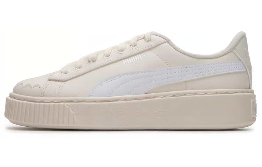 PUMA BASKET PLATFORM Canvas V2 Coverage Breathable Low top Skateboard Shoes Women's White