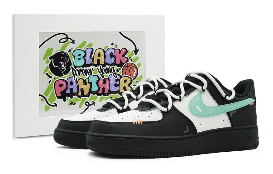 Nike Nike Air Force 1 Abrasion Resistant Abrasion Resistant Low top Skateboard Shoes Unisex Black White Green