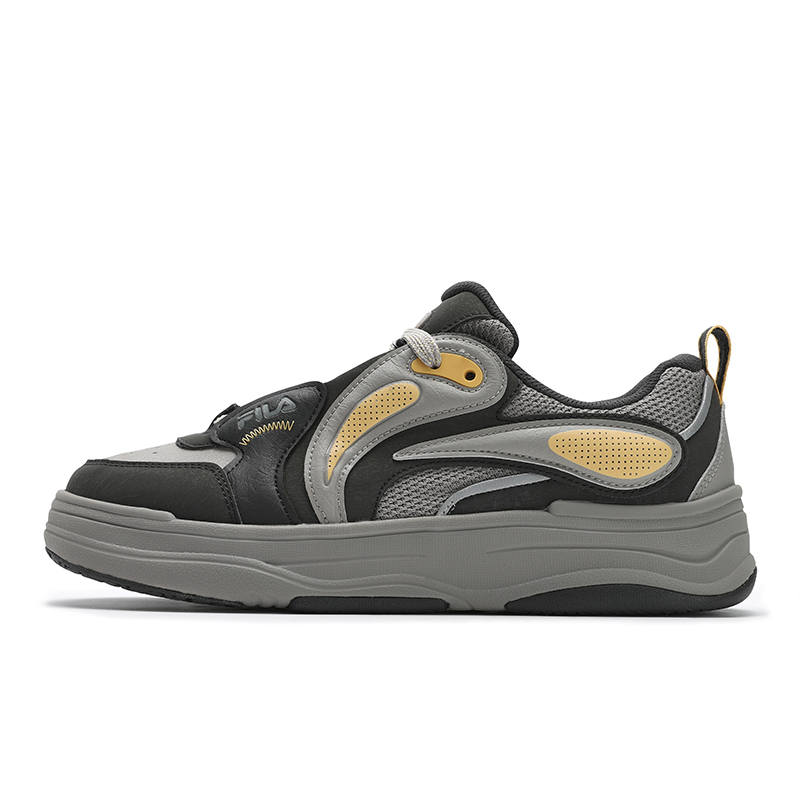 FILA VIBE Synthetic Leather, Textile Low top Skateboard Shoes Men's Gray Yellow