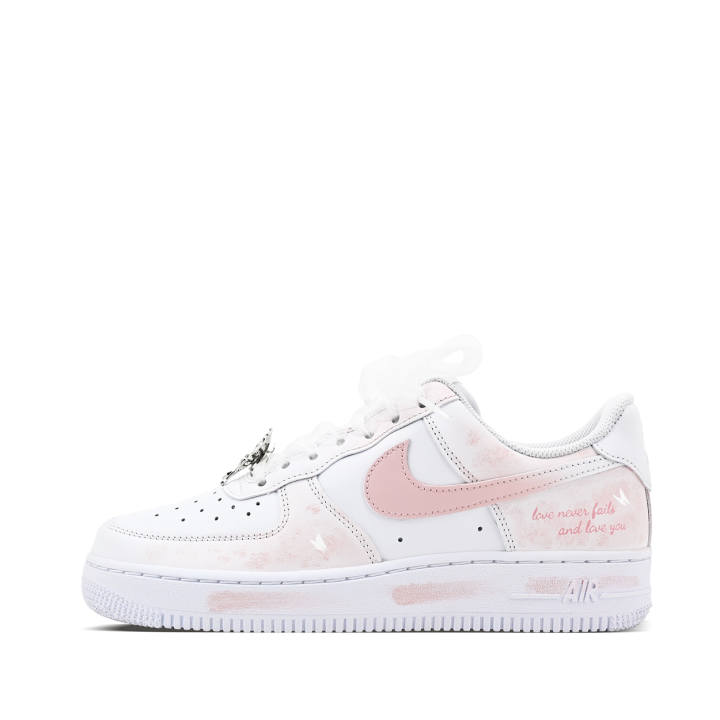 Nike Nike Air Force 1 Abrasion Resistant Abrasion Resistant Low top Skateboard Shoes Unisex Pink White