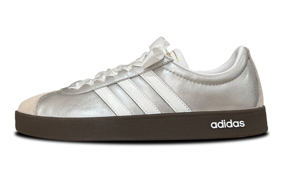 Adidas Neo VL Court 2.0 Non slip Lightweight Low top Skateboard Shoes Unisex Silver White