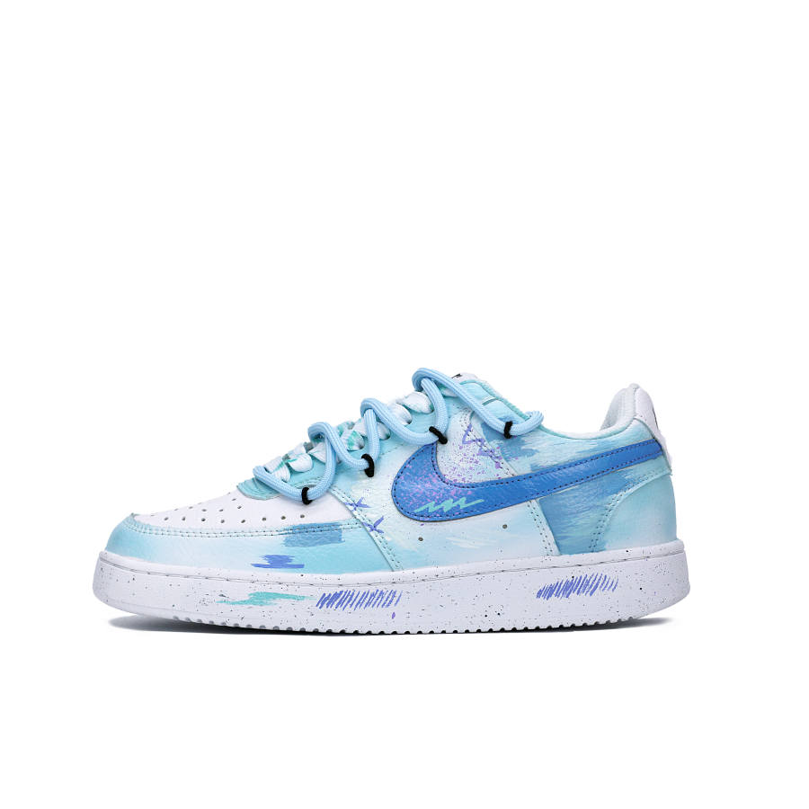 Nike Nike Court Vision 1 Coconut Sea Salt Deconstruction Shoelace Leather Low top Skateboard Shoes Men's Blue QD