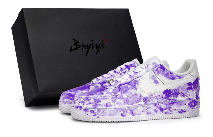 Nike Nike Air Force 1 Sky Halo Iridescent Slip Resistant Low top Skateboard Shoes Unisex White Purple