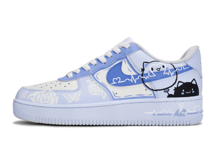 Nike Nike Air Force 1 Abrasion Resistant Low top Skateboard Shoes Unisex Blue White Black
