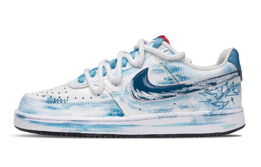 Nike Nike Court Vision 1 Peace Dove Abrasion Resistant Abrasion Resistant Low top Skateboard Shoes Men's Blue White