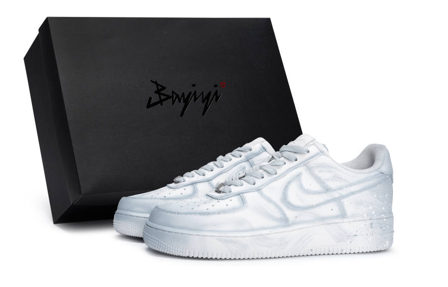 Nike Nike Air Force 1 Aurora Galaxy Slip Resistant Low top Skateboard Shoes Unisex White Gray Blue