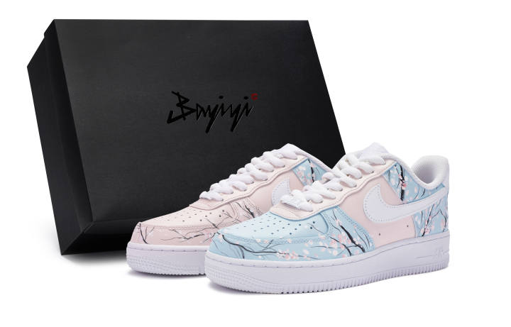 Nike Nike Air Force 1 Made In Low 811, Pink Cherry Blossom Mandarin Duck, Special Shoebox Low top Skateboard Shoes GS