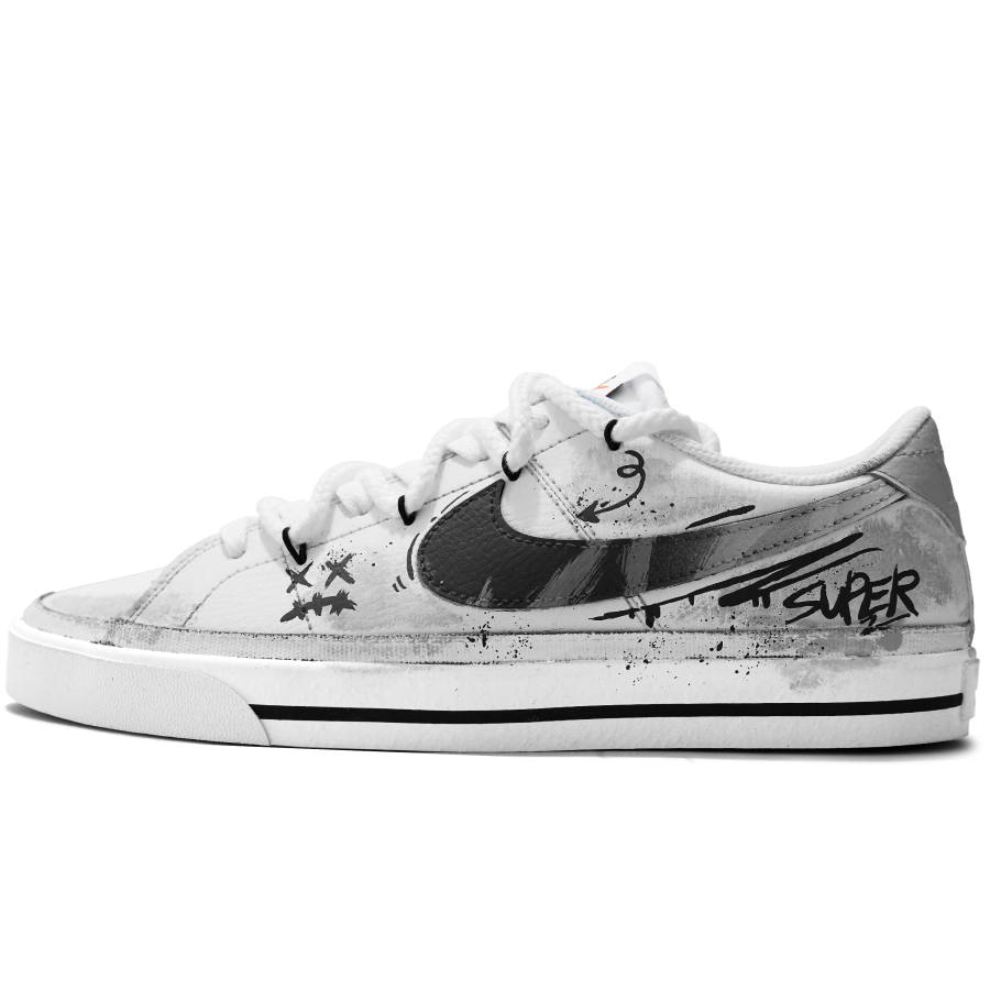 Nike Nike Court Legacy Ink Fantasy Coverage Abrasion Resistant Low top Skateboard Shoes Unisex White Gray