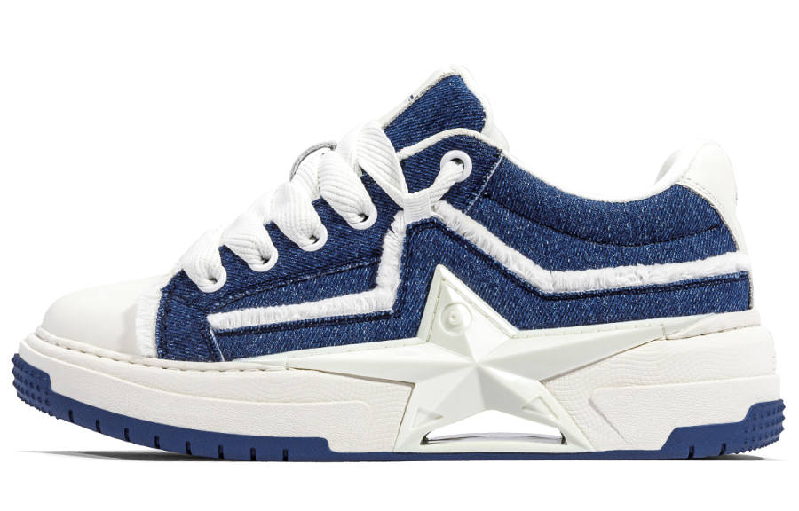 PENTAGONAL HEART Low top Skateboard Shoes Unisex Dark Blue