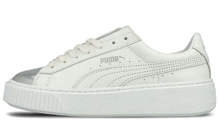 PUMA Basket Skate Shoes 'White Silver' Women's