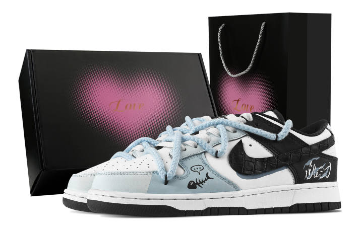 Nike Nike Dunk Meet You, Heart Box Abrasion Resistant Low top Skateboard Shoes Unisex Black Blue