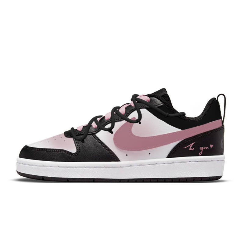 Nike Nike Court Borough Urban Chic Style Heart Message Low top Skateboard Shoes Women's Black Pink
