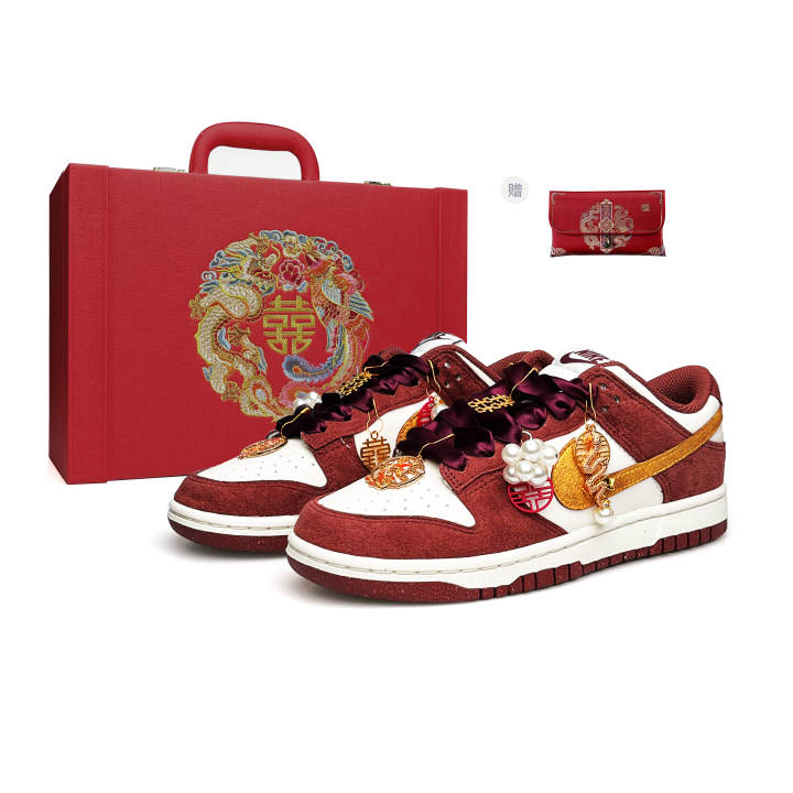 Nike Nike Dunk Leather Lightweight Breathable Low top Skateboard Shoes Unisex Red