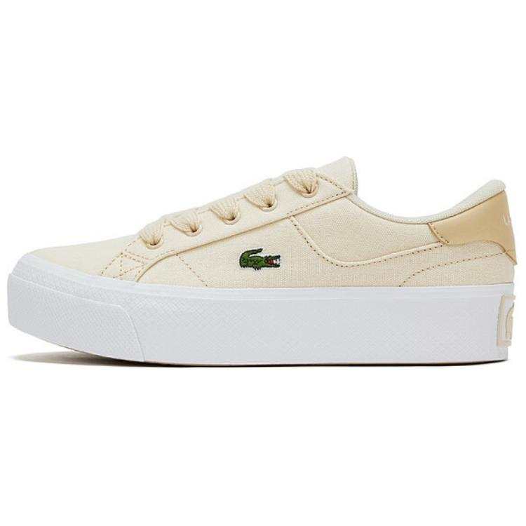 LACOSTE Fabric Mid top Skateboard Shoes Women's Ecru