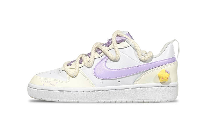 Nike Nike Court Borough Low 2 Low top Skateboard Shoes GS White Purple Yellow
