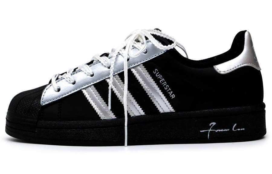 Adidas Originals SUPERSTAR Orange Factory, Cool Mist Silver Low top Skateboard Shoes Unisex Black Silver