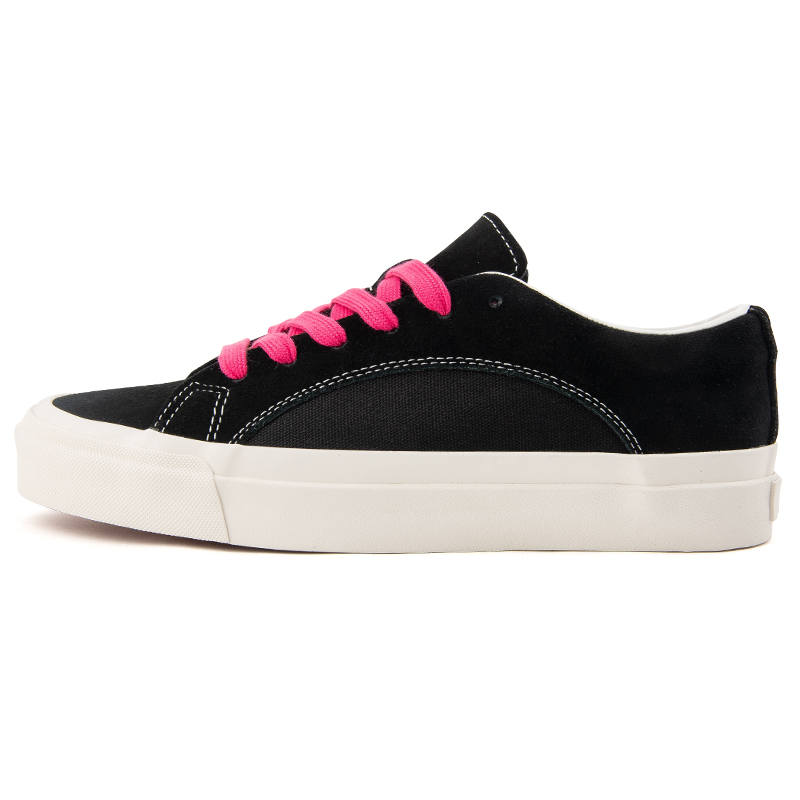 WANSWER WANSWER Textile, Split Cow Leather Cushioning Abrasion Resistant Breathable Low top Skateboard Shoes Unisex Black Red