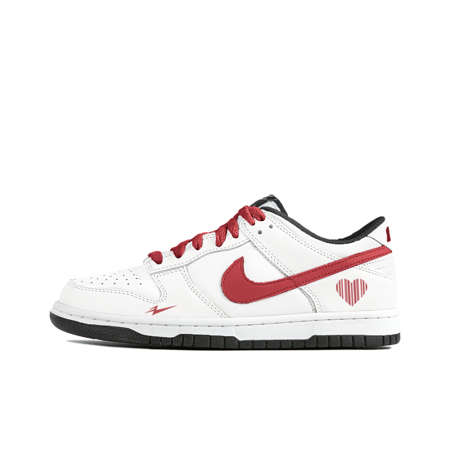 Nike Nike Dunk Slip Resistant Abrasion Resistant Low top Skateboard Shoes Unisex White Red