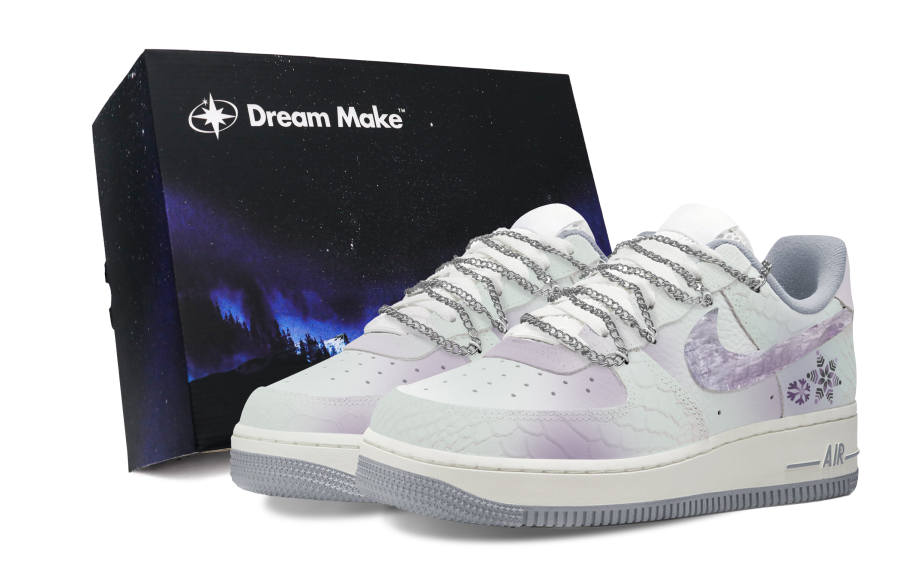 Nike Nike Air Force 1 Yingxue, Black Box Slip Resistant Abrasion Resistant Low top Skateboard Shoes Women's Light Cyan