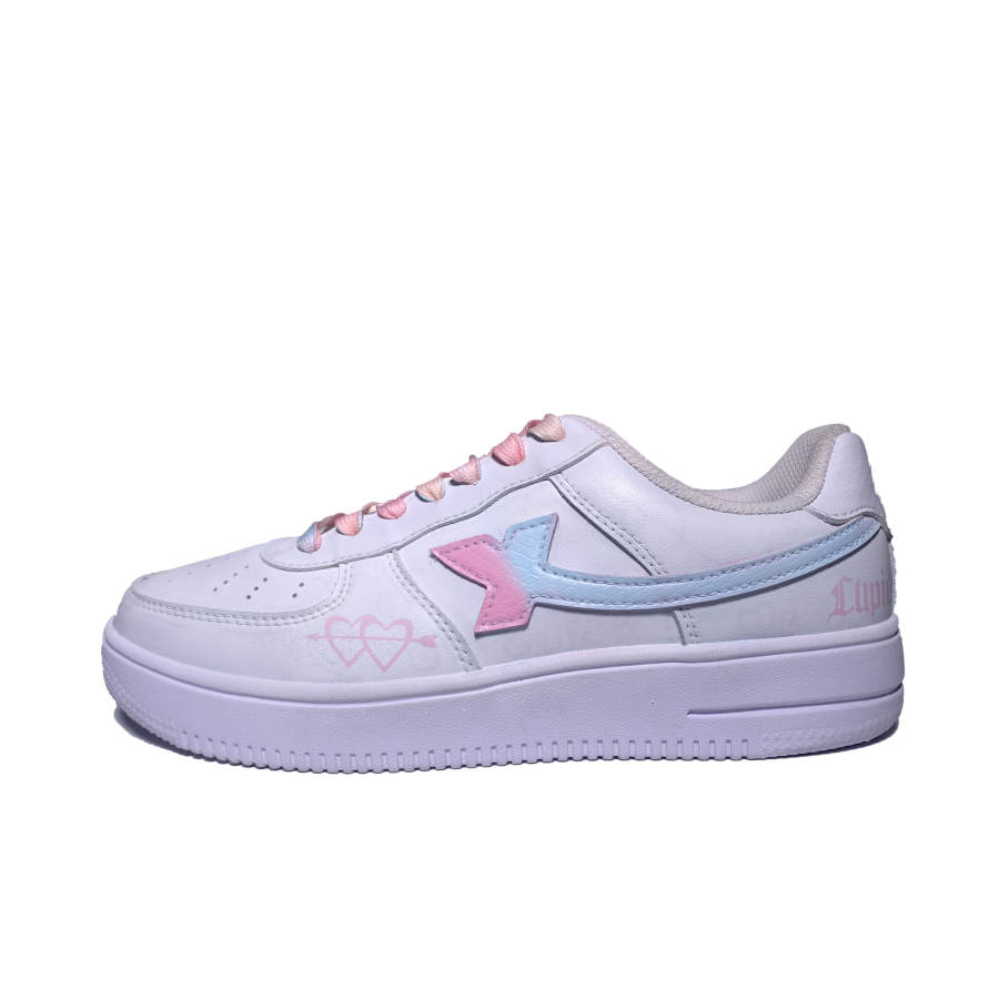 XTEP Air Force 1 Slip Resistant, Abrasion Resistant, Lightweight Low top Skateboard Shoes Women's White Pink Blue