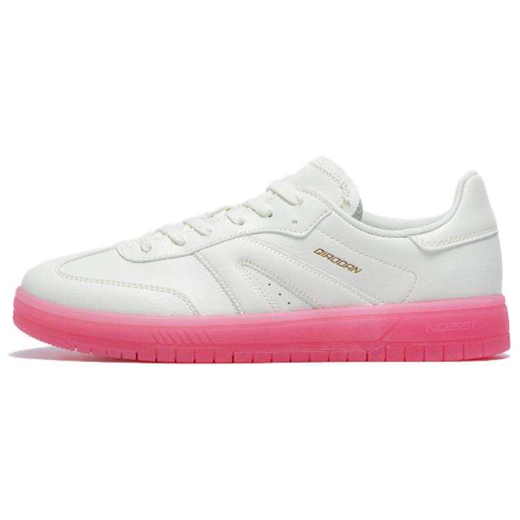 QIAODAN Departure Non Slip And Waterproof Abrasion Resistant Low top Skateboard Shoes Women's White Pink