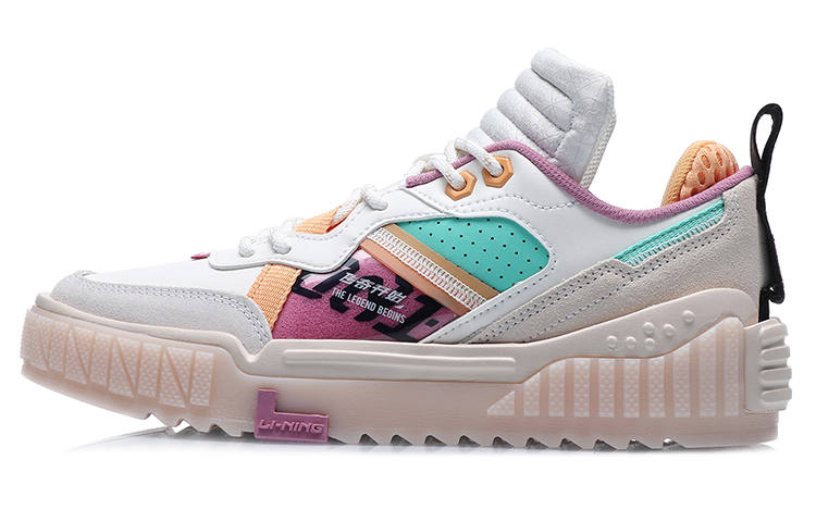 Li-Ning Li Ning 001 Unblock Slip Resistant, Abrasion Resistant, Lightweight Low top Skateboard Shoes Women's White Purple
