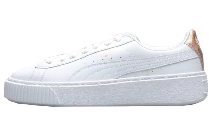 PUMA BASKET PLATFORM Low top Skateboard Shoes Women's White Gold