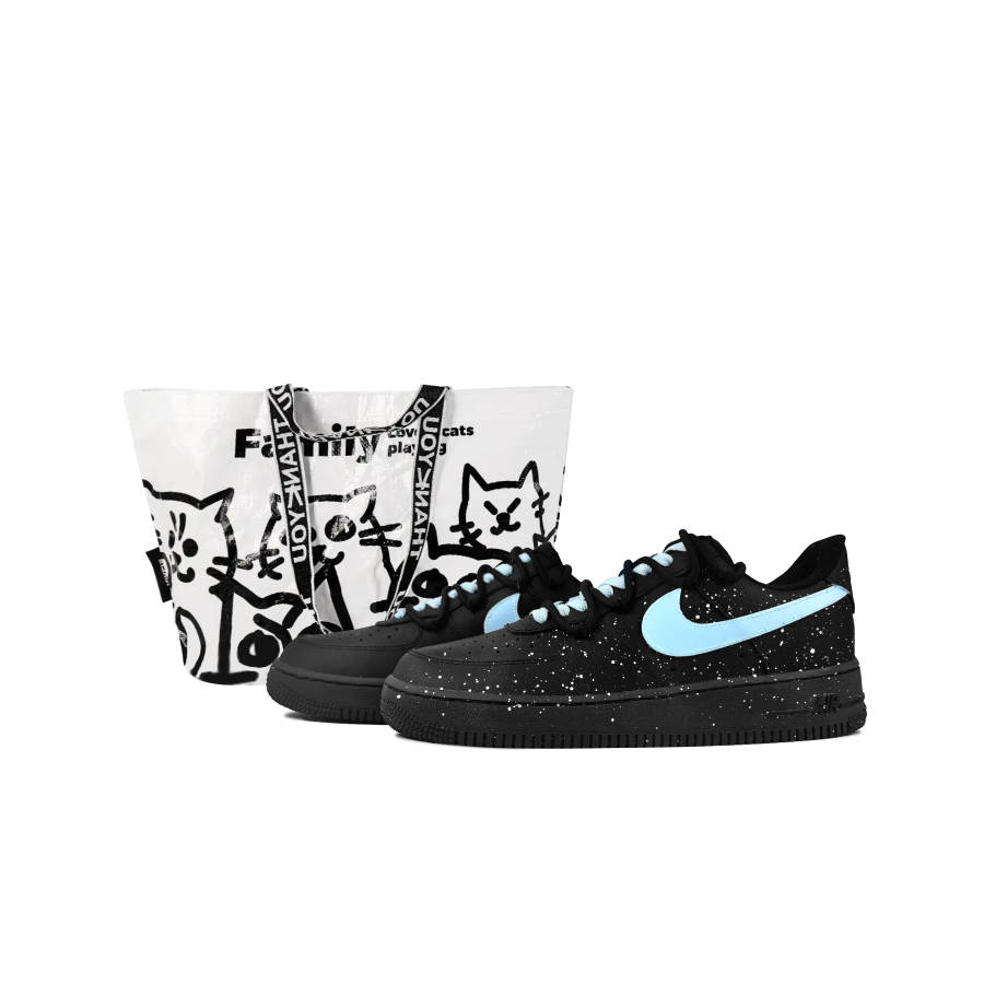Nike Nike Air Force 1 Blue Baby's Breath Slip Resistant Abrasion Resistant Low top Skateboard Shoes Unisex Black Blue