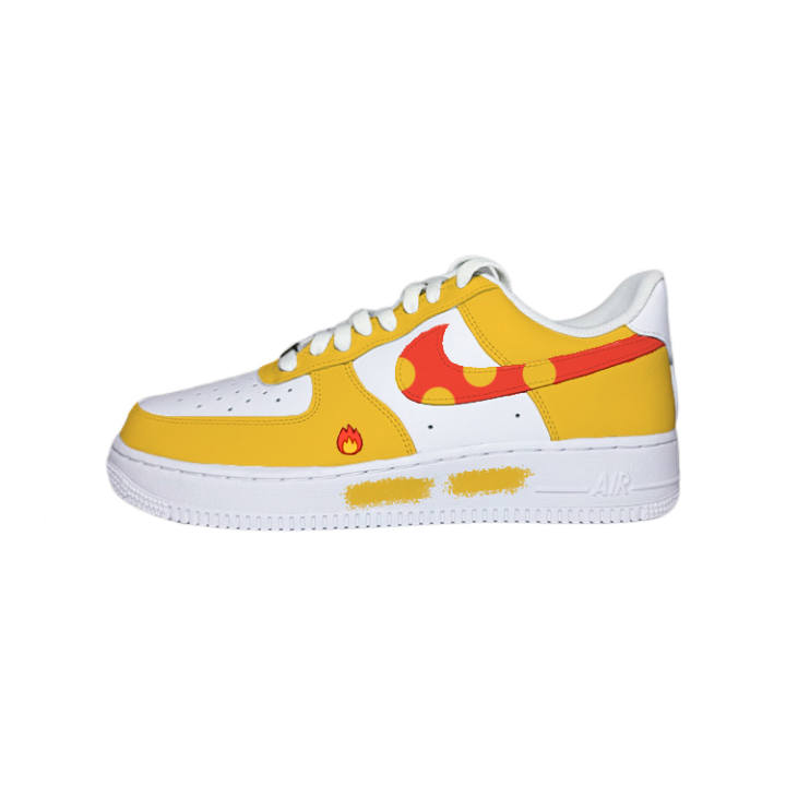 Nike Nike Air Force 1 07 Small Charcoal Fire Low top Skateboard Shoes Men's White Red Orange