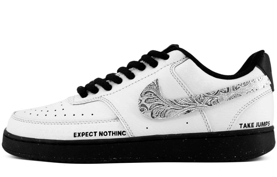 Nike Nike Court Vision Low Abrasion Resistant Abrasion Resistant Low top Skateboard Shoes Men's White Silver