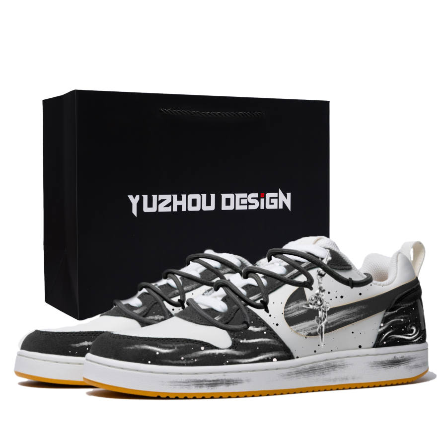 Nike Nike Court Borough Flowing Cloud Shopping Bag Wear resistant And Lightweight Low top Skateboard Shoes Men's Black White