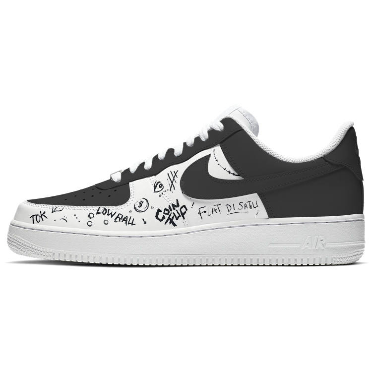 Nike Nike Air Force 1 Slip Resistant Abrasion Resistant Low top Skateboard Shoes Women's Black White