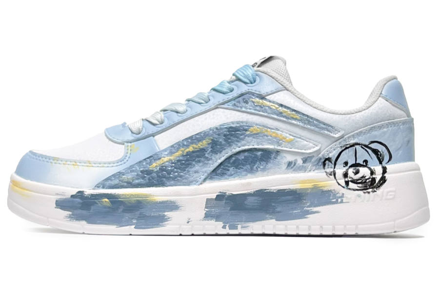 Li-Ning Li Ning Slip Resistant Abrasion Resistant Low top Skateboard Shoes Men's Blue White Yellow