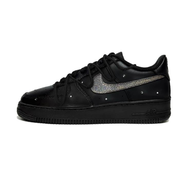 Nike Nike Air Force 1 Sparkling Galaxy Abrasion Resistant Low top Skateboard Shoes Women's Black Silver