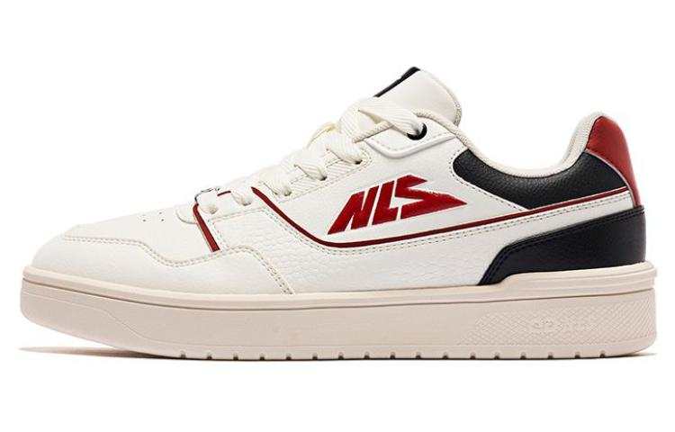QIAODAN Leather Comfortable Slip Resistant, Abrasion Resistant, Lightweight Low top Skateboard Shoes Men's Beige Red