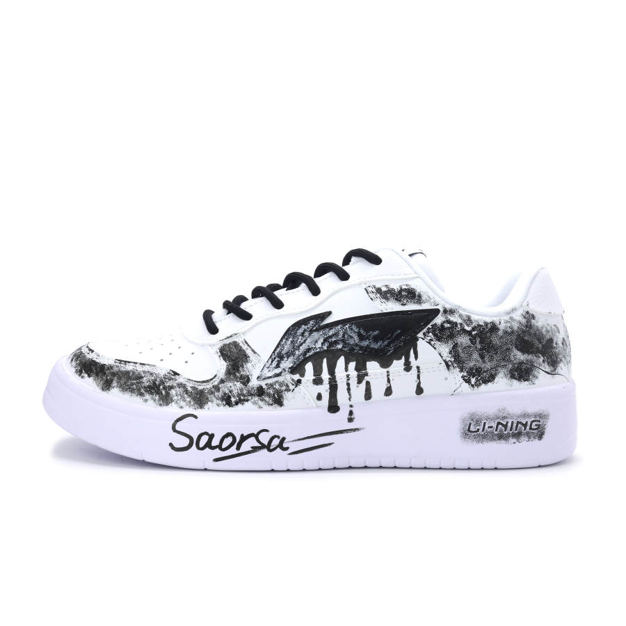 Li-Ning Li Ning Floating Boat Synthetic Leather Wear resistant And Lightweight Low top Skateboard Shoes Unisex Black White Gray