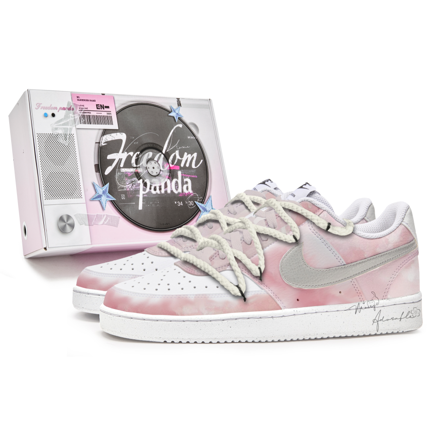 Nike Nike Court Vision 1 Slip Resistant Abrasion Resistant Low top Skateboard Shoes Men's Pink White