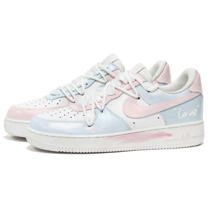 Nike Nike Air Force 1 Love Voice Abrasion Resistant Low top Skateboard Shoes Unisex Blue Pink