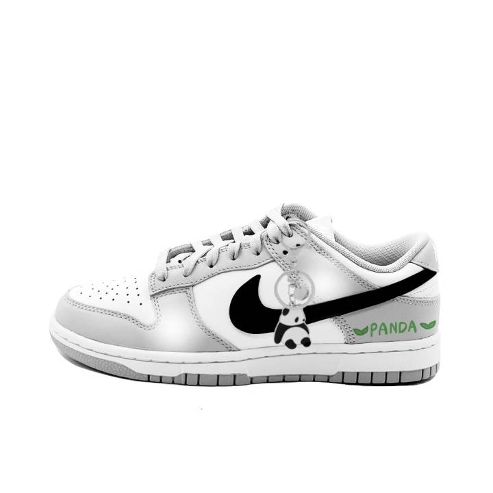 Nike Nike Dunk Swings Panda Abrasion Resistant Low top Skateboard Shoes Men's Gray White