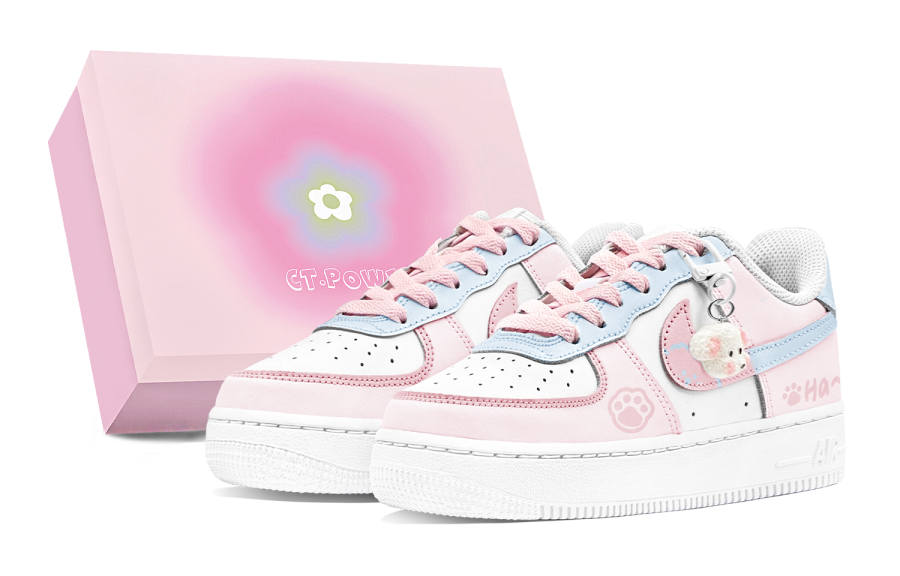 Nike Nike Air Force 1 Air Force 1, Couple's Abrasion Resistant Abrasion Resistant Low top Skateboard Shoes Women's Blue Pink